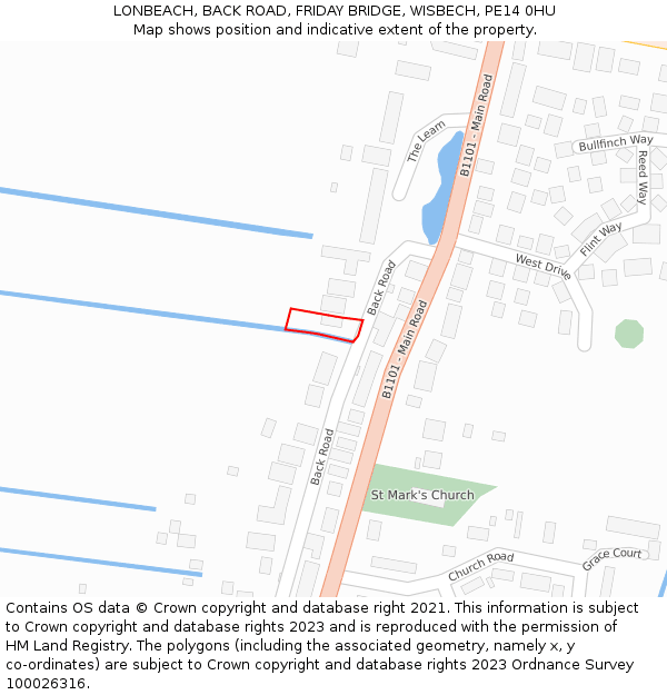 LONBEACH, BACK ROAD, FRIDAY BRIDGE, WISBECH, PE14 0HU: Location map and indicative extent of plot