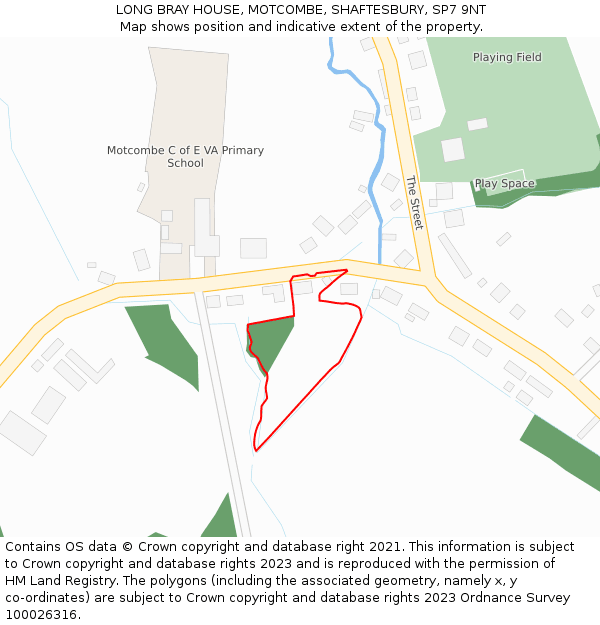 LONG BRAY HOUSE, MOTCOMBE, SHAFTESBURY, SP7 9NT: Location map and indicative extent of plot