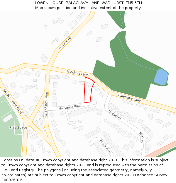 LOWEN HOUSE, BALACLAVA LANE, WADHURST, TN5 6EH: Location map and indicative extent of plot