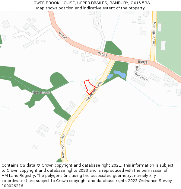 LOWER BROOK HOUSE, UPPER BRAILES, BANBURY, OX15 5BA: Location map and indicative extent of plot