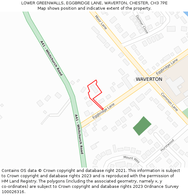 LOWER GREENWALLS, EGGBRIDGE LANE, WAVERTON, CHESTER, CH3 7PE: Location map and indicative extent of plot