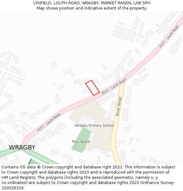 LYNFIELD, LOUTH ROAD, WRAGBY, MARKET RASEN, LN8 5PH: Location map and indicative extent of plot