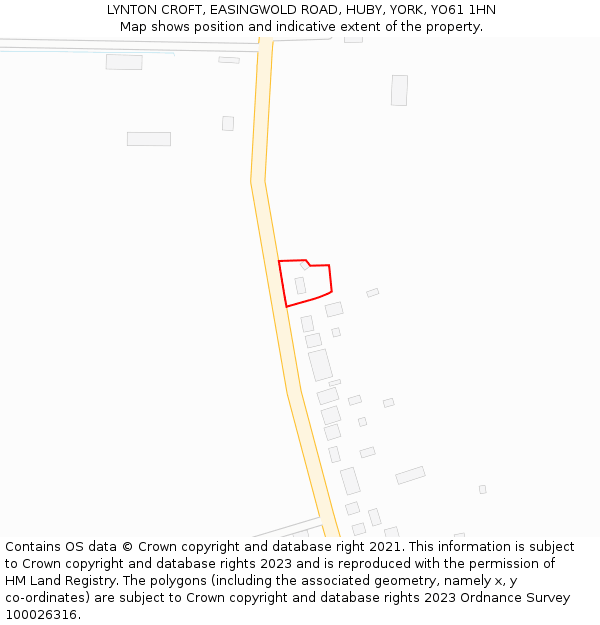 LYNTON CROFT, EASINGWOLD ROAD, HUBY, YORK, YO61 1HN: Location map and indicative extent of plot