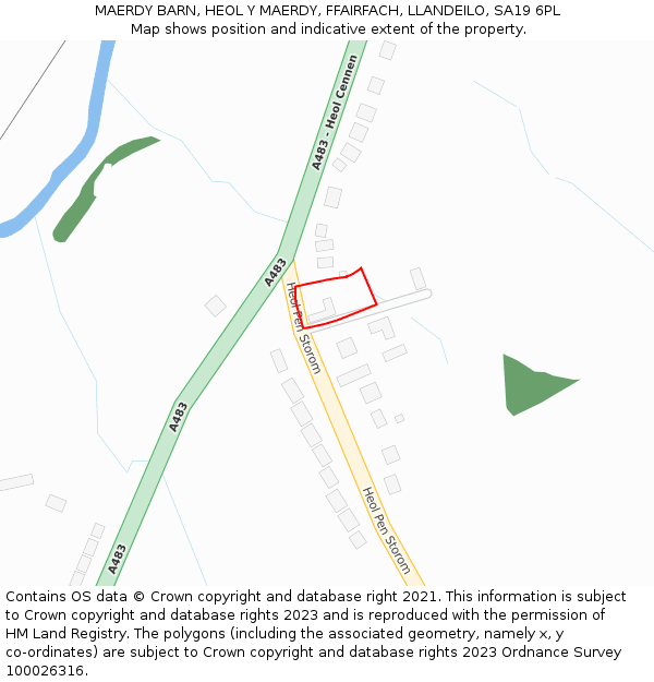 MAERDY BARN, HEOL Y MAERDY, FFAIRFACH, LLANDEILO, SA19 6PL: Location map and indicative extent of plot