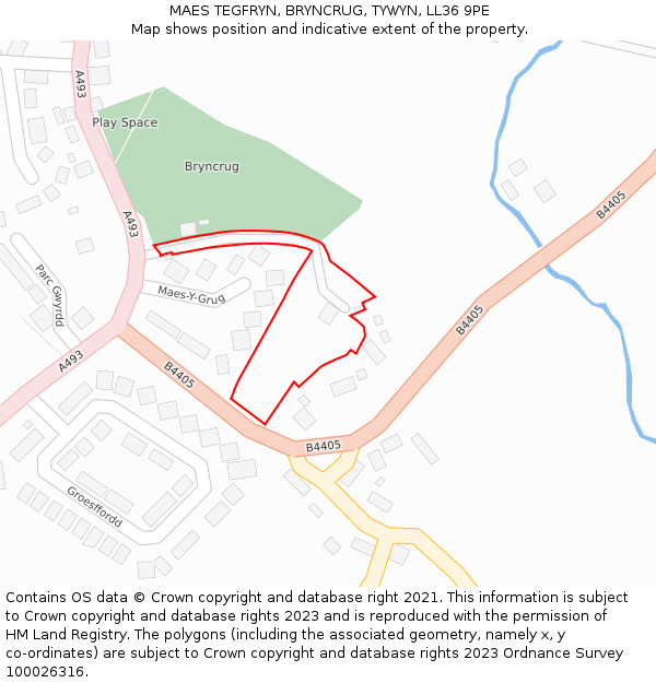 MAES TEGFRYN, BRYNCRUG, TYWYN, LL36 9PE: Location map and indicative extent of plot