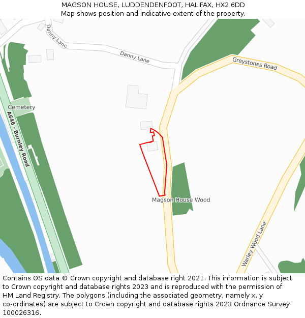 MAGSON HOUSE, LUDDENDENFOOT, HALIFAX, HX2 6DD: Location map and indicative extent of plot