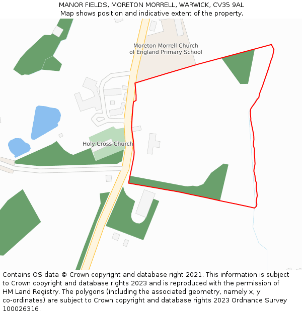 MANOR FIELDS, MORETON MORRELL, WARWICK, CV35 9AL: Location map and indicative extent of plot