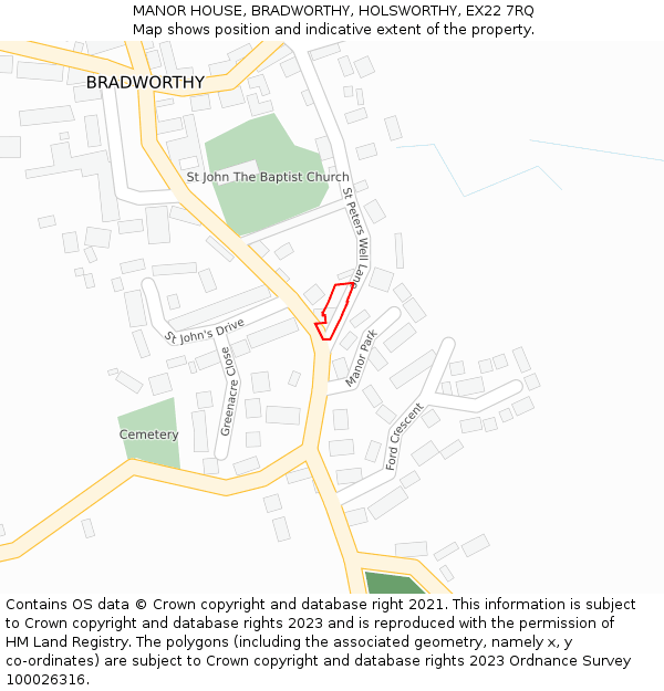 MANOR HOUSE, BRADWORTHY, HOLSWORTHY, EX22 7RQ: Location map and indicative extent of plot