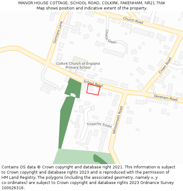 MANOR HOUSE COTTAGE, SCHOOL ROAD, COLKIRK, FAKENHAM, NR21 7NW: Location map and indicative extent of plot