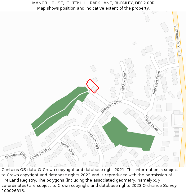 MANOR HOUSE, IGHTENHILL PARK LANE, BURNLEY, BB12 0RP: Location map and indicative extent of plot