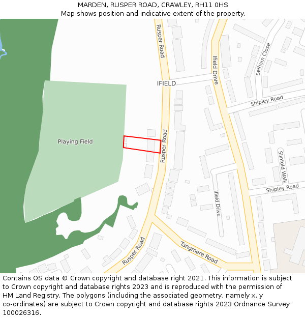 MARDEN, RUSPER ROAD, CRAWLEY, RH11 0HS: Location map and indicative extent of plot