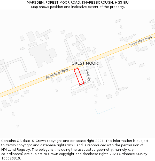 MARSDEN, FOREST MOOR ROAD, KNARESBOROUGH, HG5 8JU: Location map and indicative extent of plot