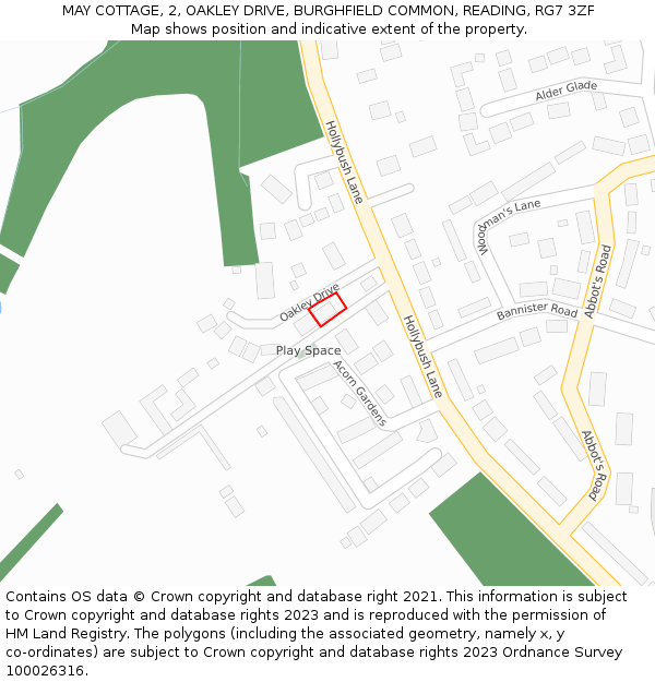 MAY COTTAGE, 2, OAKLEY DRIVE, BURGHFIELD COMMON, READING, RG7 3ZF: Location map and indicative extent of plot