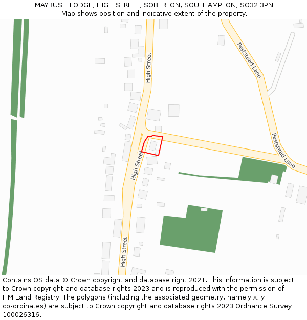 MAYBUSH LODGE, HIGH STREET, SOBERTON, SOUTHAMPTON, SO32 3PN: Location map and indicative extent of plot