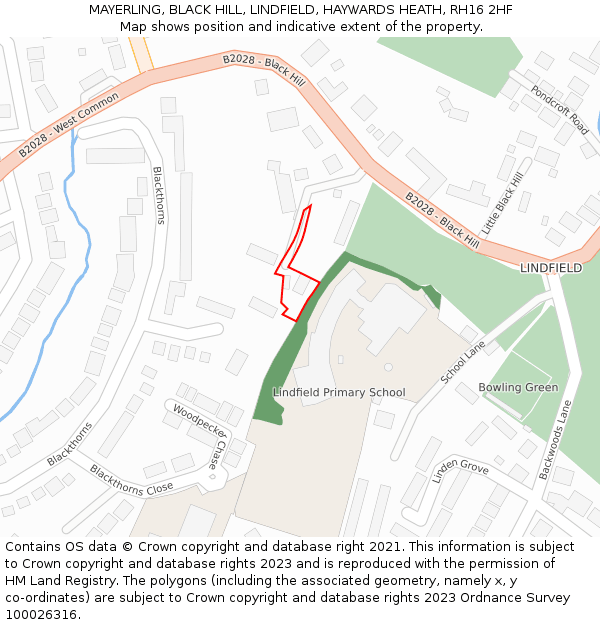 MAYERLING, BLACK HILL, LINDFIELD, HAYWARDS HEATH, RH16 2HF: Location map and indicative extent of plot