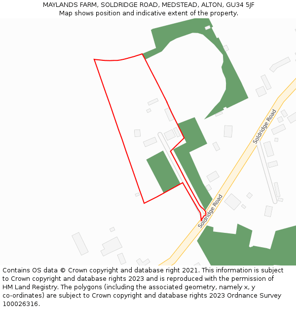 MAYLANDS FARM, SOLDRIDGE ROAD, MEDSTEAD, ALTON, GU34 5JF: Location map and indicative extent of plot