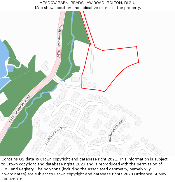 MEADOW BARN, BRADSHAW ROAD, BOLTON, BL2 4JJ: Location map and indicative extent of plot