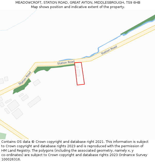 MEADOWCROFT, STATION ROAD, GREAT AYTON, MIDDLESBROUGH, TS9 6HB: Location map and indicative extent of plot