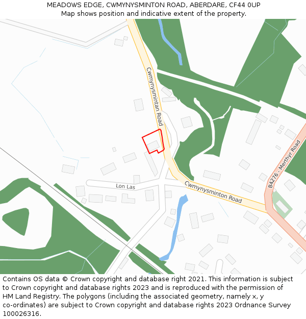 MEADOWS EDGE, CWMYNYSMINTON ROAD, ABERDARE, CF44 0UP: Location map and indicative extent of plot