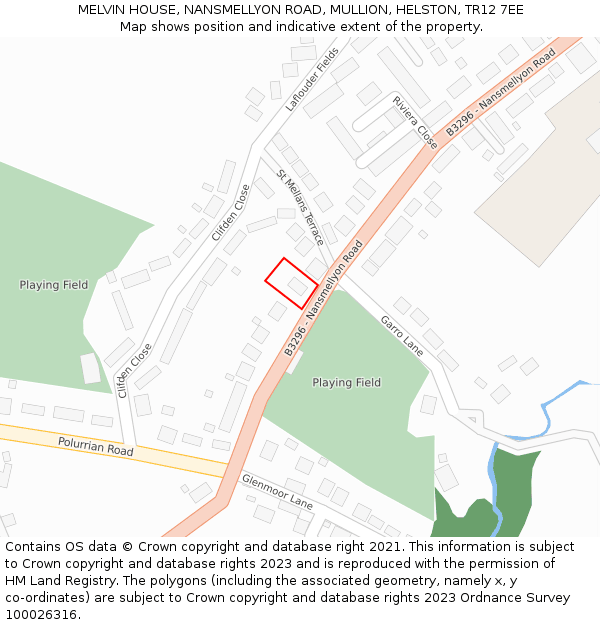 MELVIN HOUSE, NANSMELLYON ROAD, MULLION, HELSTON, TR12 7EE: Location map and indicative extent of plot