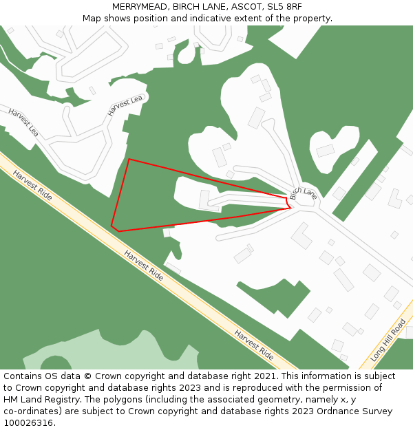 MERRYMEAD, BIRCH LANE, ASCOT, SL5 8RF: Location map and indicative extent of plot