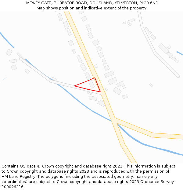 MEWEY GATE, BURRATOR ROAD, DOUSLAND, YELVERTON, PL20 6NF: Location map and indicative extent of plot