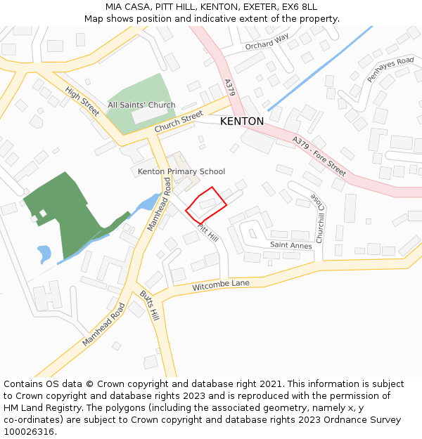 MIA CASA, PITT HILL, KENTON, EXETER, EX6 8LL: Location map and indicative extent of plot