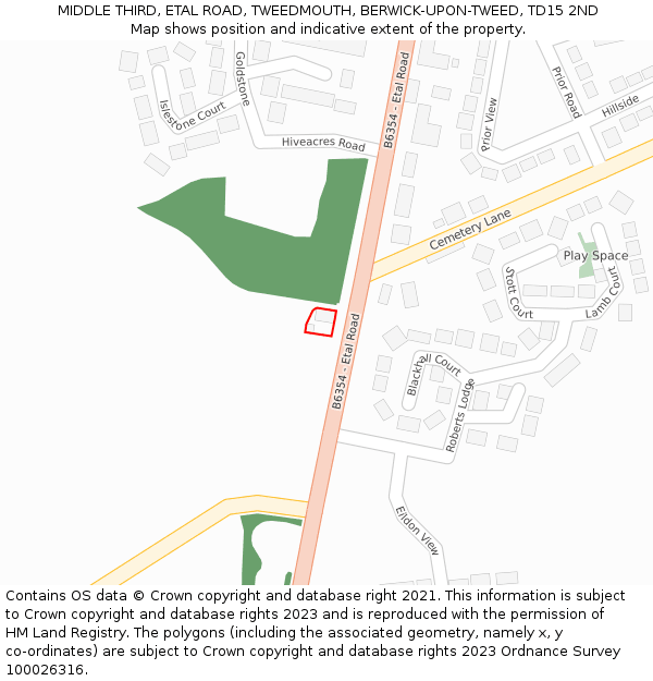 MIDDLE THIRD, ETAL ROAD, TWEEDMOUTH, BERWICK-UPON-TWEED, TD15 2ND: Location map and indicative extent of plot