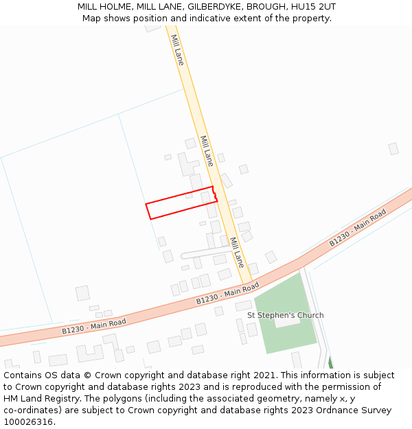 MILL HOLME, MILL LANE, GILBERDYKE, BROUGH, HU15 2UT: Location map and indicative extent of plot