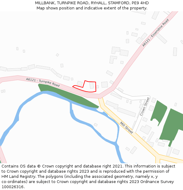 MILLBANK, TURNPIKE ROAD, RYHALL, STAMFORD, PE9 4HD: Location map and indicative extent of plot