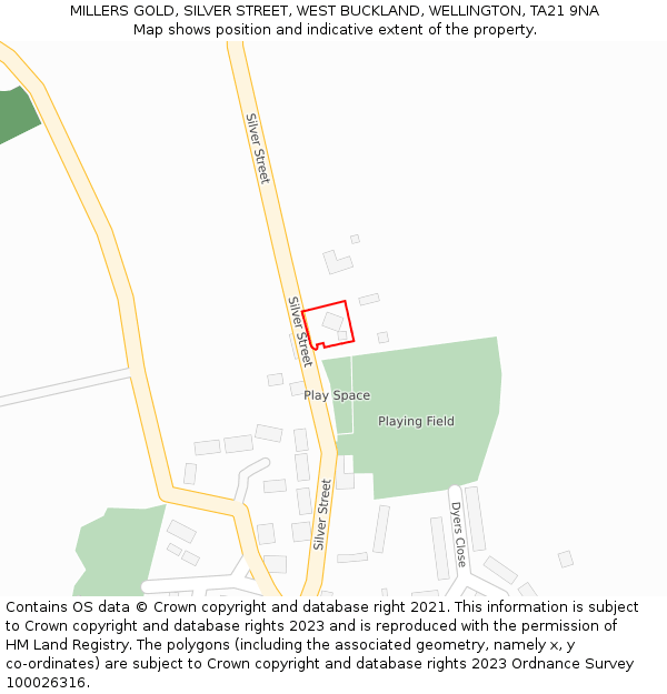 MILLERS GOLD, SILVER STREET, WEST BUCKLAND, WELLINGTON, TA21 9NA: Location map and indicative extent of plot