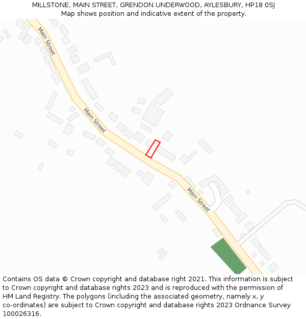 MILLSTONE, MAIN STREET, GRENDON UNDERWOOD, AYLESBURY, HP18 0SJ: Location map and indicative extent of plot