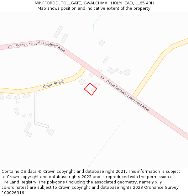 MINFFORDD, TOLLGATE, GWALCHMAI, HOLYHEAD, LL65 4RH: Location map and indicative extent of plot