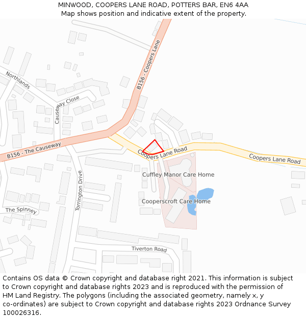 MINWOOD, COOPERS LANE ROAD, POTTERS BAR, EN6 4AA: Location map and indicative extent of plot