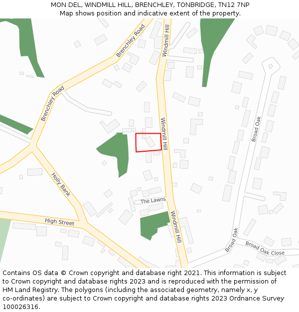 MON DEL, WINDMILL HILL, BRENCHLEY, TONBRIDGE, TN12 7NP: Location map and indicative extent of plot