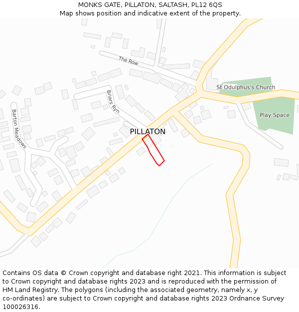 MONKS GATE, PILLATON, SALTASH, PL12 6QS: Location map and indicative extent of plot