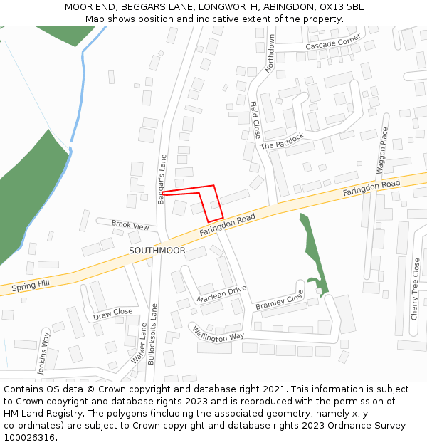 MOOR END, BEGGARS LANE, LONGWORTH, ABINGDON, OX13 5BL: Location map and indicative extent of plot