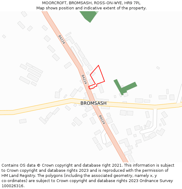 MOORCROFT, BROMSASH, ROSS-ON-WYE, HR9 7PL: Location map and indicative extent of plot