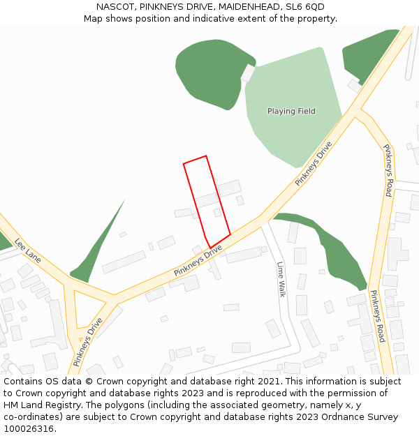 NASCOT, PINKNEYS DRIVE, MAIDENHEAD, SL6 6QD: Location map and indicative extent of plot