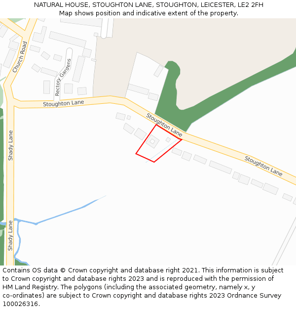 NATURAL HOUSE, STOUGHTON LANE, STOUGHTON, LEICESTER, LE2 2FH: Location map and indicative extent of plot