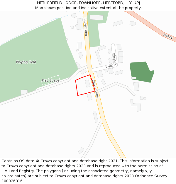 NETHERFIELD LODGE, FOWNHOPE, HEREFORD, HR1 4PJ: Location map and indicative extent of plot