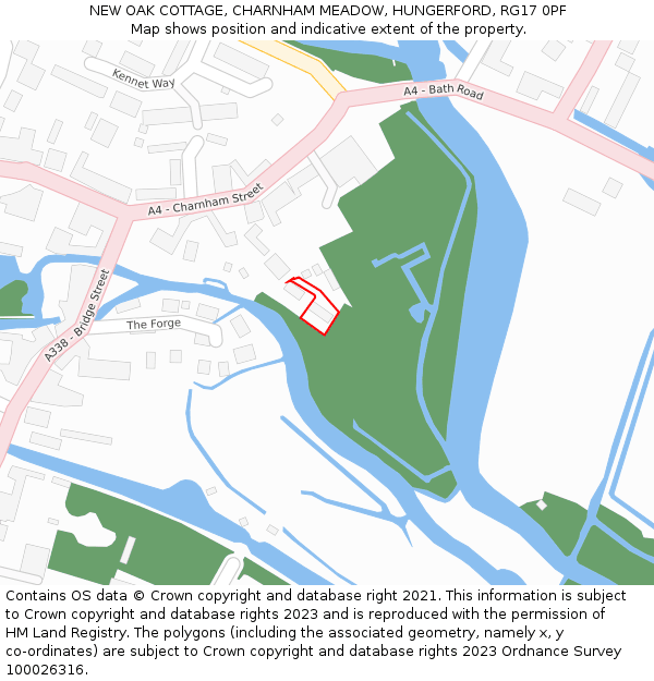 NEW OAK COTTAGE, CHARNHAM MEADOW, HUNGERFORD, RG17 0PF: Location map and indicative extent of plot