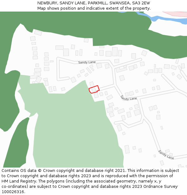 NEWBURY, SANDY LANE, PARKMILL, SWANSEA, SA3 2EW: Location map and indicative extent of plot