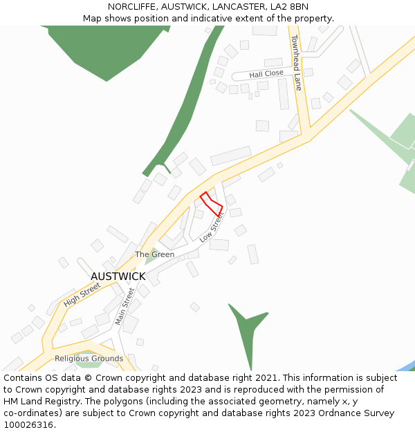 NORCLIFFE, AUSTWICK, LANCASTER, LA2 8BN: Location map and indicative extent of plot