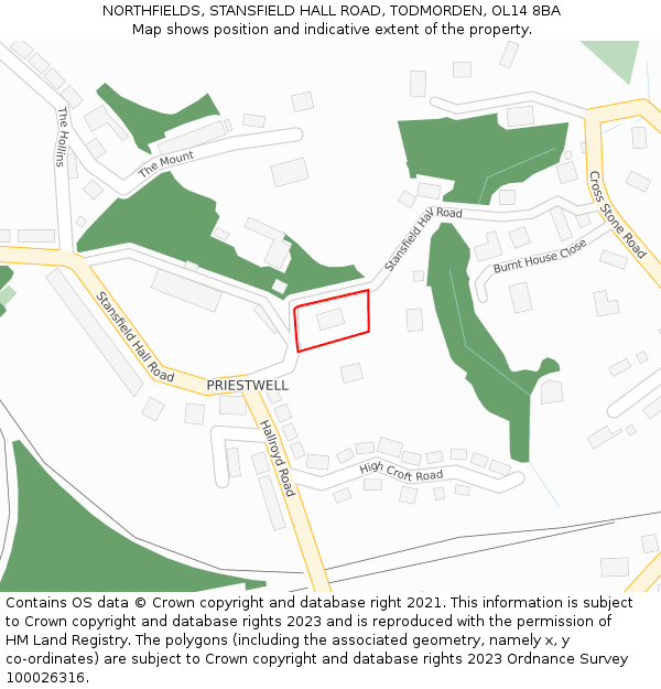 NORTHFIELDS, STANSFIELD HALL ROAD, TODMORDEN, OL14 8BA: Location map and indicative extent of plot