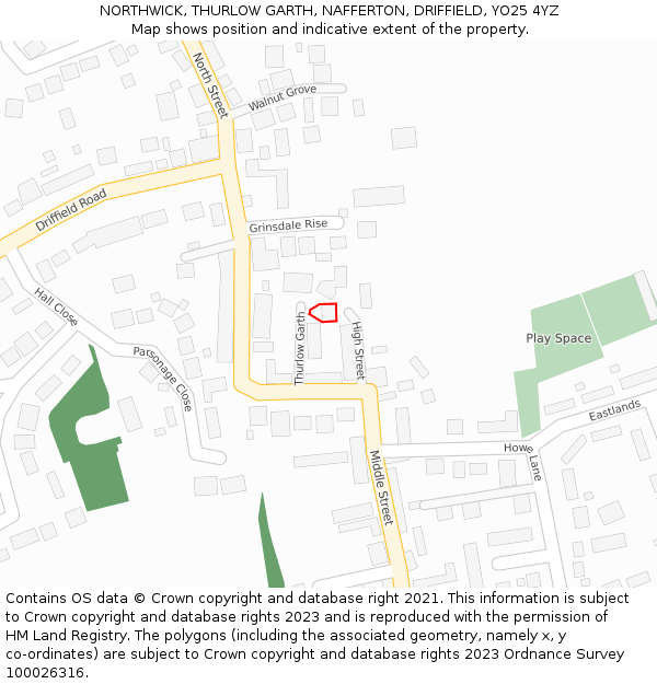 NORTHWICK, THURLOW GARTH, NAFFERTON, DRIFFIELD, YO25 4YZ: Location map and indicative extent of plot