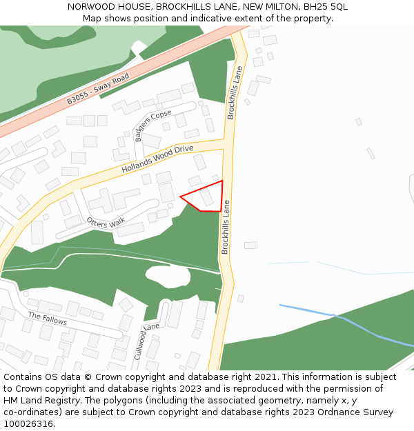 NORWOOD HOUSE, BROCKHILLS LANE, NEW MILTON, BH25 5QL: Location map and indicative extent of plot