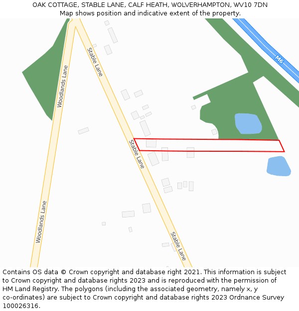 OAK COTTAGE, STABLE LANE, CALF HEATH, WOLVERHAMPTON, WV10 7DN: Location map and indicative extent of plot