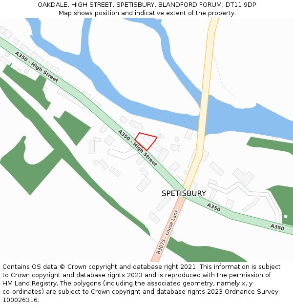 OAKDALE, HIGH STREET, SPETISBURY, BLANDFORD FORUM, DT11 9DP: Location map and indicative extent of plot