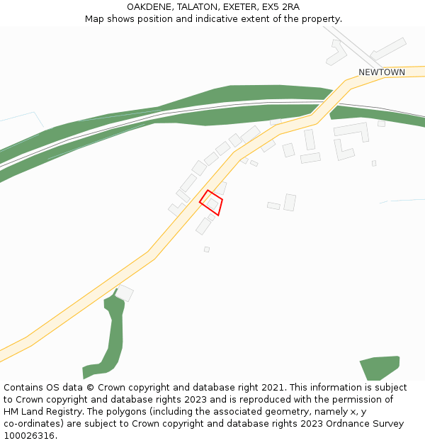 OAKDENE, TALATON, EXETER, EX5 2RA: Location map and indicative extent of plot